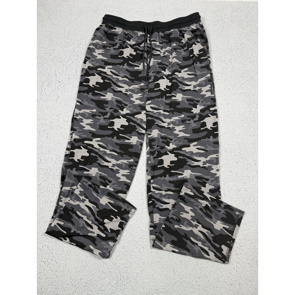 Robert Graham Lounge Pants Mens XL Gray Camo Knit Drawstring Adjustable Waist